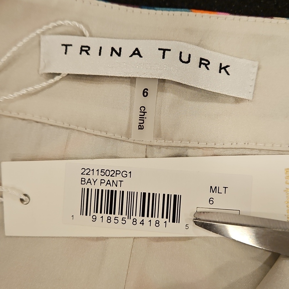 💕TRINA TURK💕 Bay Pant ~ Brookhaven Blocks Satin Georgette 6 NWT - Picture 16 of 16